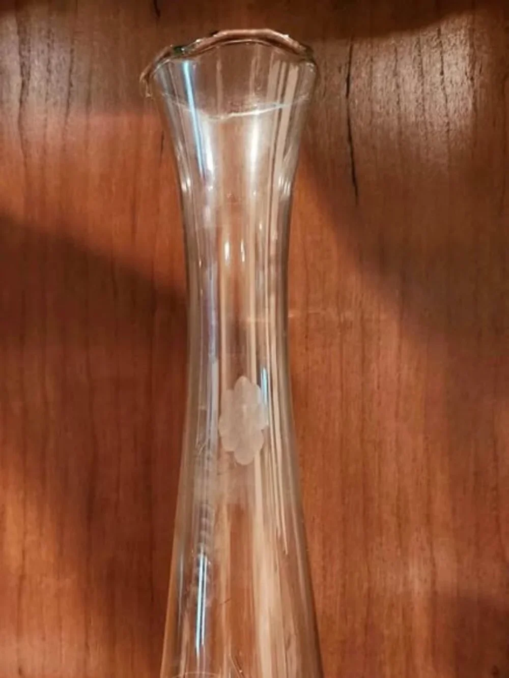 Vintage etched glass bud vase